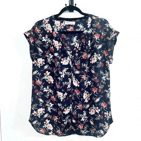 EUC Philosophy Navy Print Blouse - Picture 1 of 3